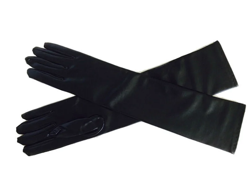 Metallic Long Gloves Black