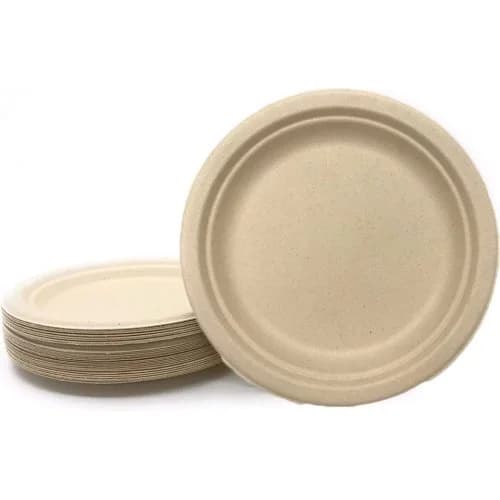 Eco-Friendly Sugarcane Plate (18cm) - Pk 50