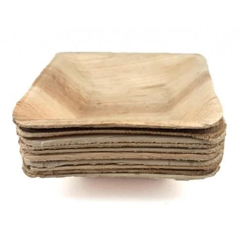 Eco-Friendly Palm Leaf Square Bowls (9cm) - Pk 10