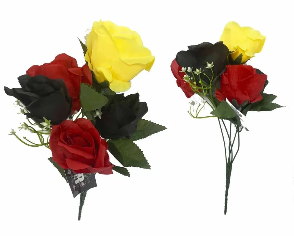 Black, Red & Yellow Silk Flower Bunch