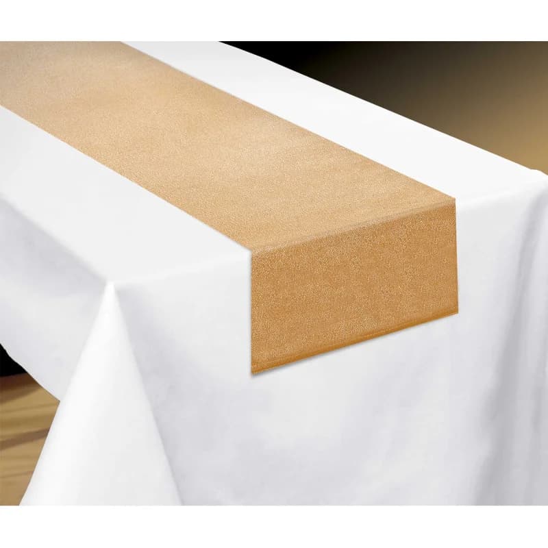 Metallic Gold Fabric Table Runner (182x33cm)