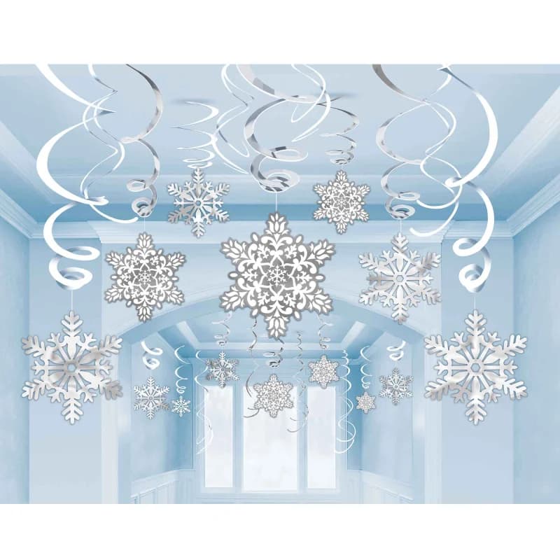 Snowflake Hanging Swirls - Pk 12