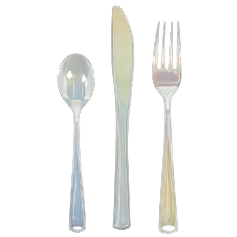 Iridescent Plastic Cutlery Set - Pk 24