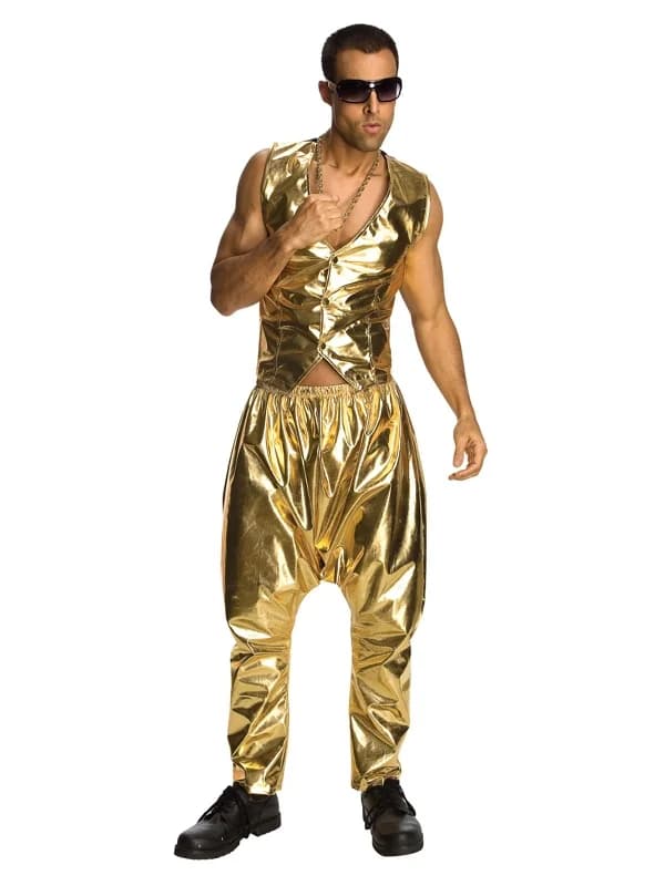 Adults Rapper Gold Harem Pants (Standard)