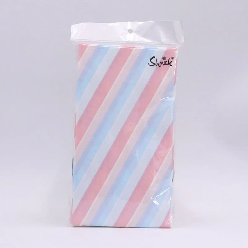 Pink/White/Blue Stripe Paper Napkins (40x33cm) - Pk 20*