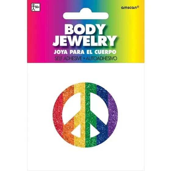 Glitter Rainbow Peace Sign Body Decal