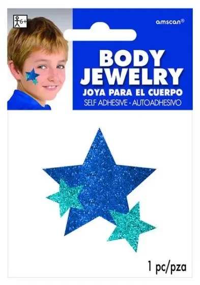 Glitter Blue Star Body Decal