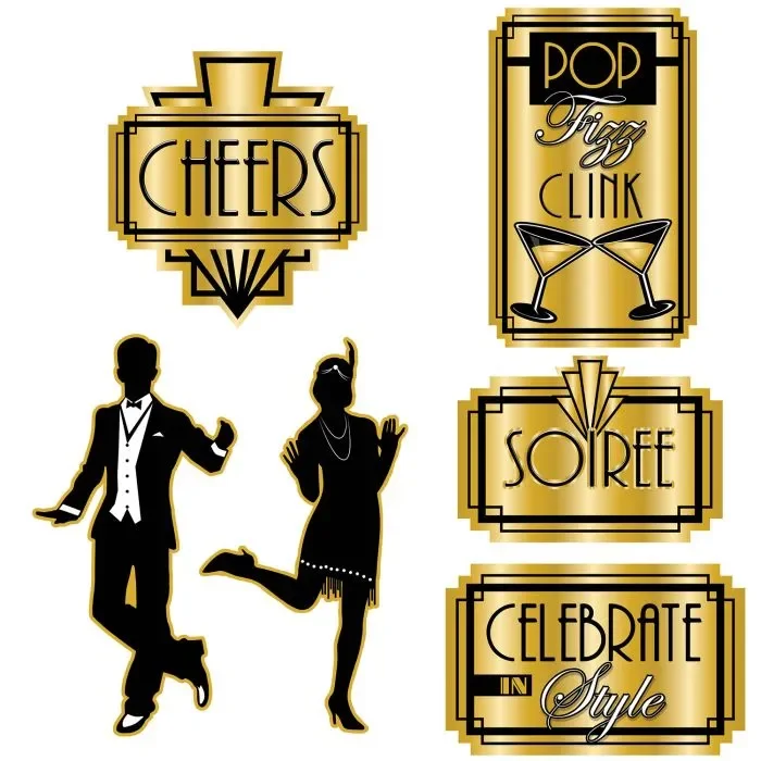 Roaring 20's Party Cutouts - Pk 6