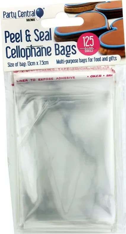 Peel & Seal Clear Cellophane Bags (13x7.5cm) - Pk 125