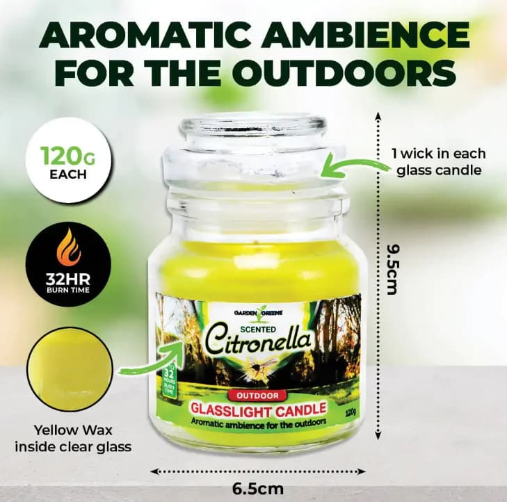 Glass Jar Citronella Scented Candle (120g)