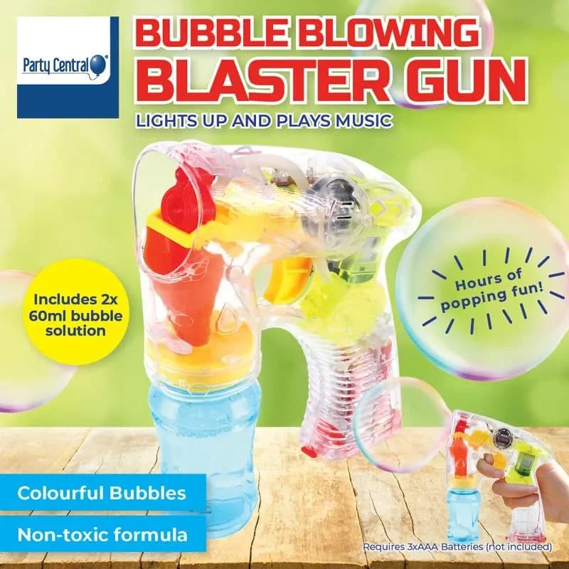Bubble Gun w/ Music & Lights (inc. 2x 60ml solution)
