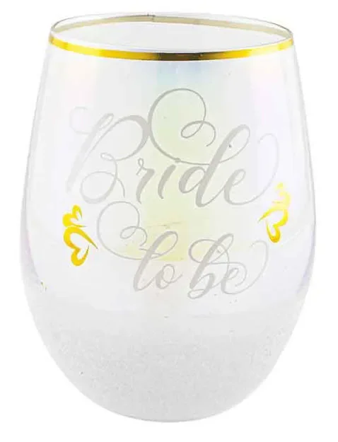 "Bride To Be" Glitterati Stemless Wine Glass
