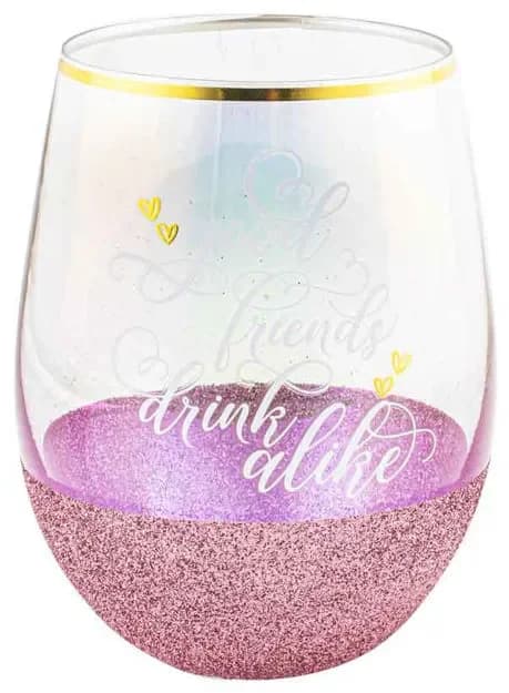 "Good Friends Drink Alike" Glitterati Stemless Wine Glass