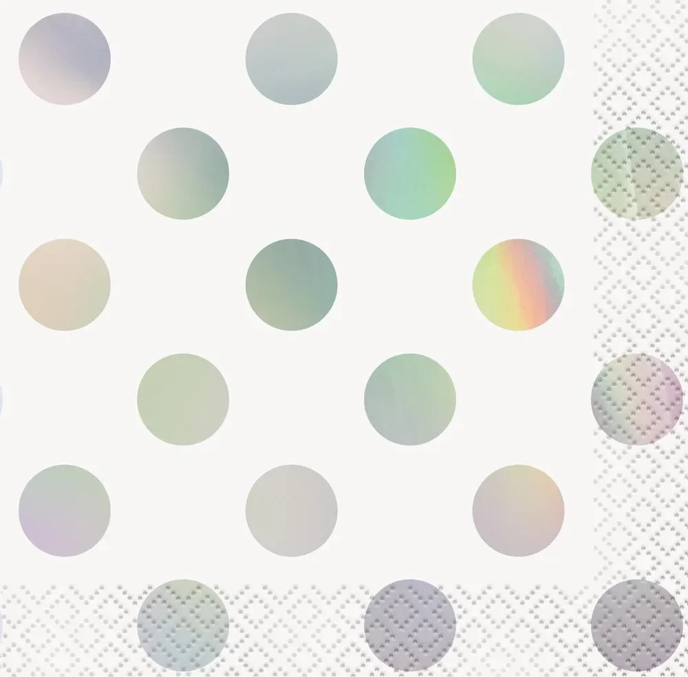Iridescent Foil Dot Beverage Napkins - Pk 16