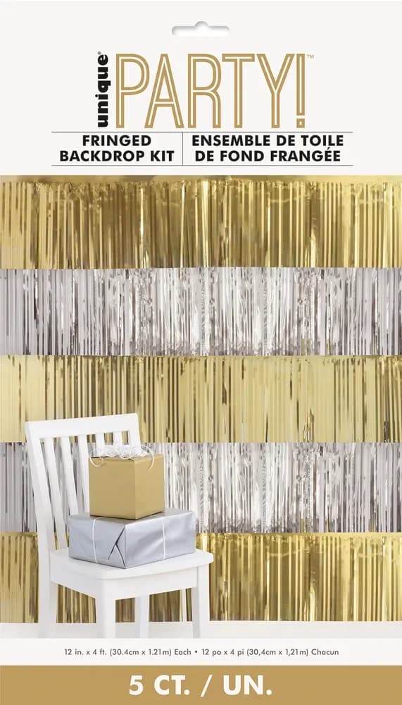 Silver & Gold Fringed Foil Backdrop Kit