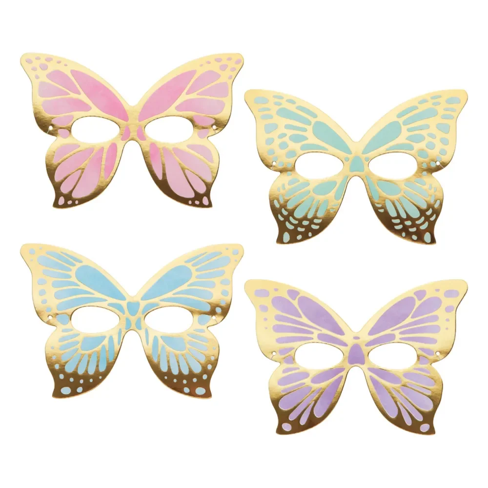Butterfly Shimmer Paper Party Masks - Pk 8