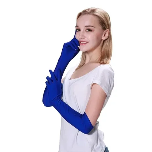 Adults Long Blue Gloves
