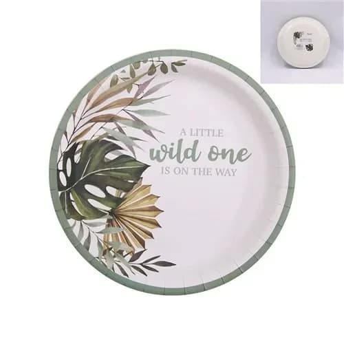 Wild One Baby Shower Round Paper Plates (18cm) - Pk 12