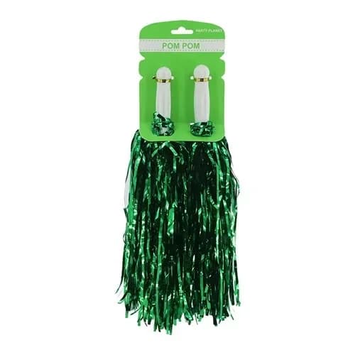 Metallic Green Pom Poms - Pk 2