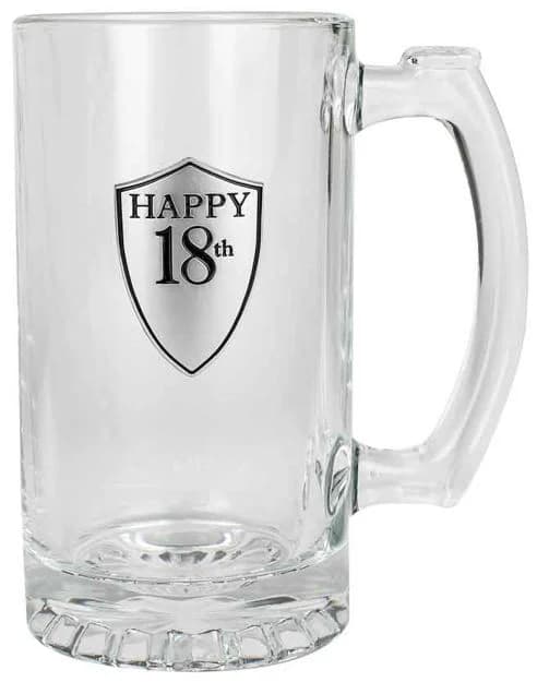 18th Birthday Glass Beer Stein (500ml)