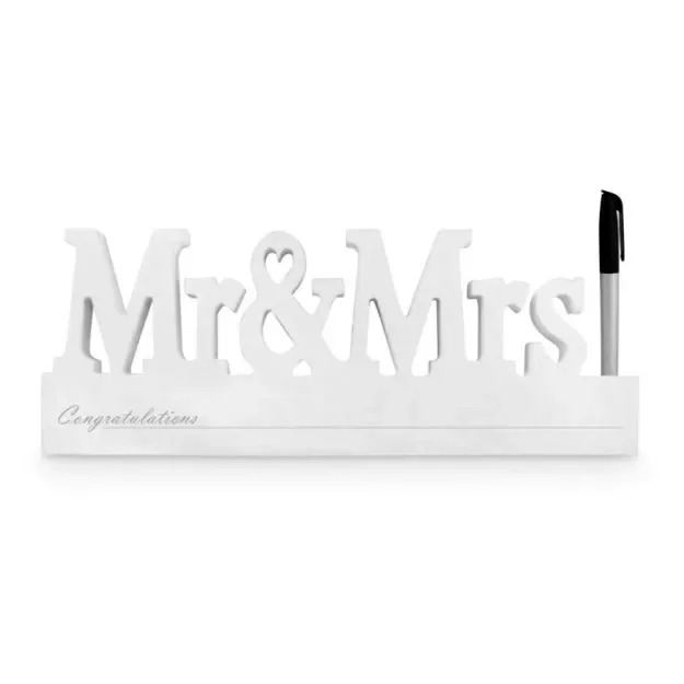 White "Mr. & Mrs." Sign It Block