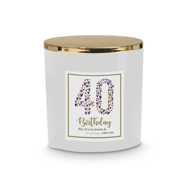 40th Birthday Scented Glass Candle