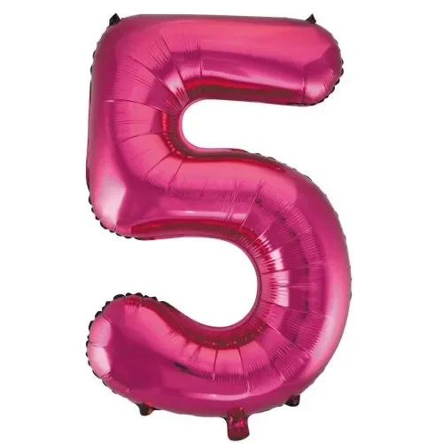 Magenta Number 5 Decrotex Foil Balloon (34")