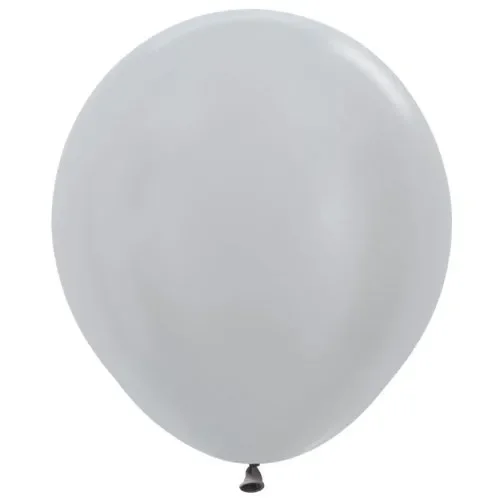 46cm Satin Silver Latex Balloons - Pk 25
