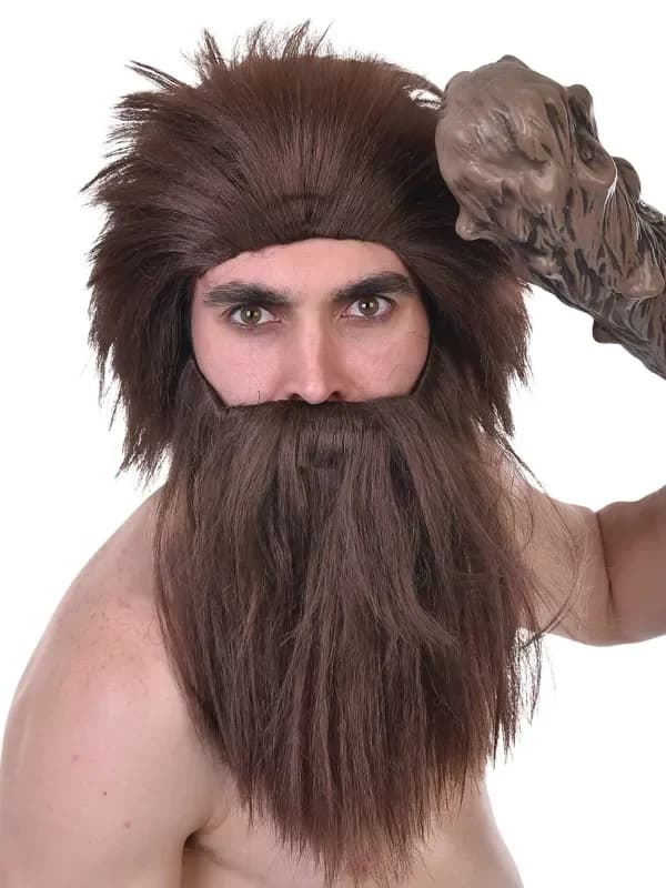 Brown Caveman Wig & Beard