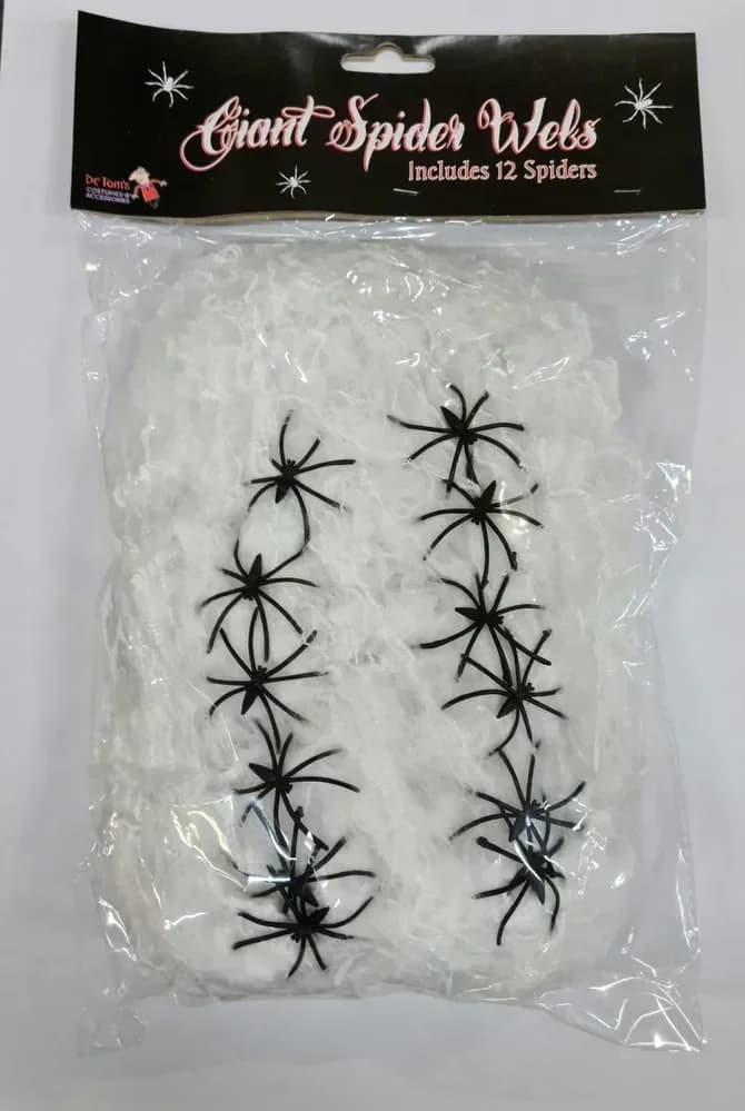 12 Spiders & Spider Webbing Decor (240g)