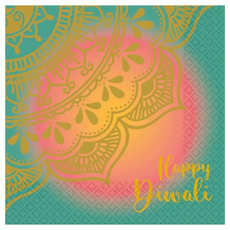 Happy Diwali Rangoli Paper Napkins - Pk 16