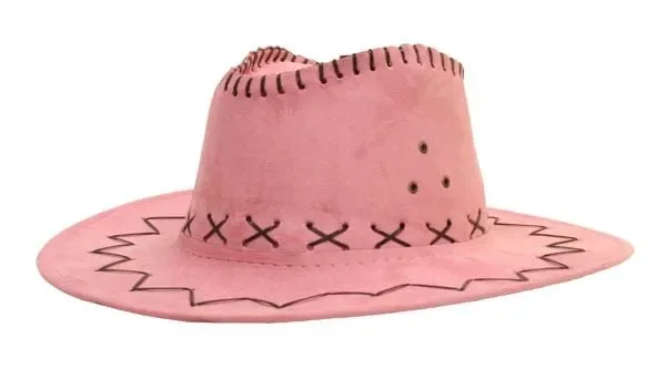 Adults Pink Faux Suede Cowboy Hat