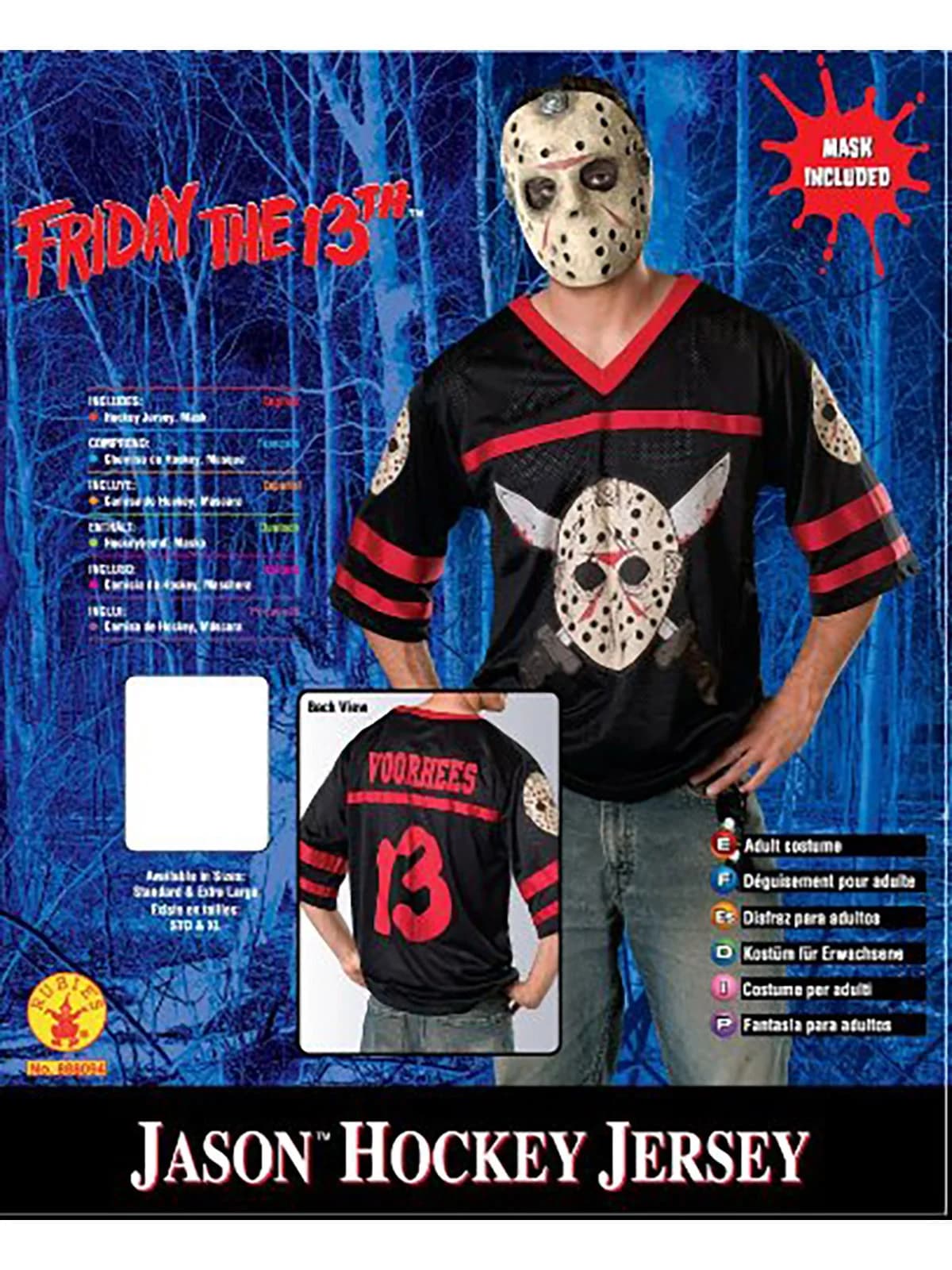 Adult Jason Voorhees Jersey & Mask Costume - XL
