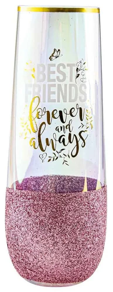 Best Friends Pink Glitterati Stemless Champagne Glass