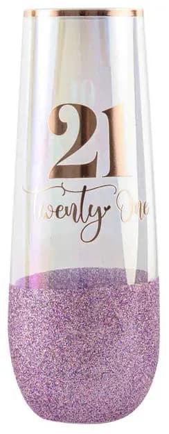 21 Twenty-One Purple Glitterati Stemless Champagne Glass
