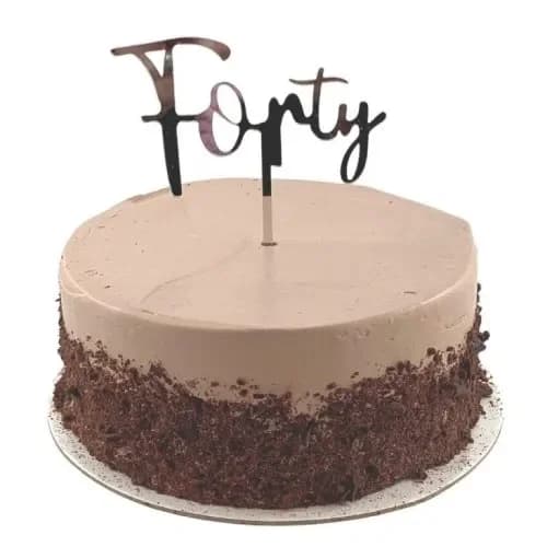 "Forty" Silver Cake Topper