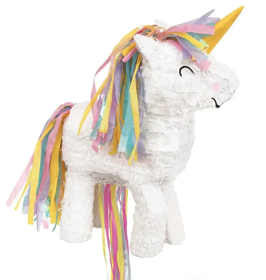 White Pastel Unicorn 3D Pull Pinata