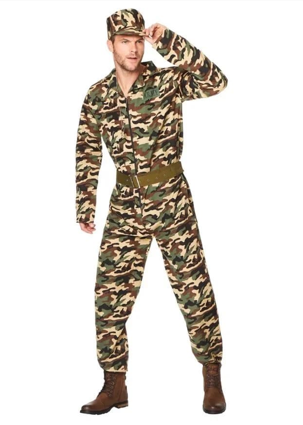 Adults' Army Camo Jumpsuit Costume