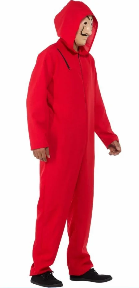 Adults' Bank Heist Hooded Red Jumpsuit Costume