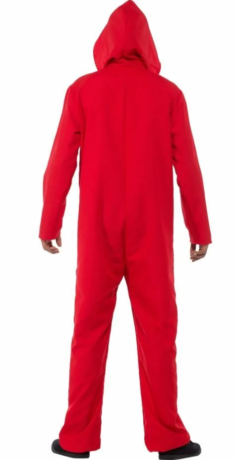 Adults' Bank Heist Hooded Red Jumpsuit Costume