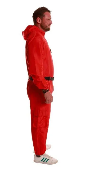 Adults Red Guard Hooded Jumpsuit Costume