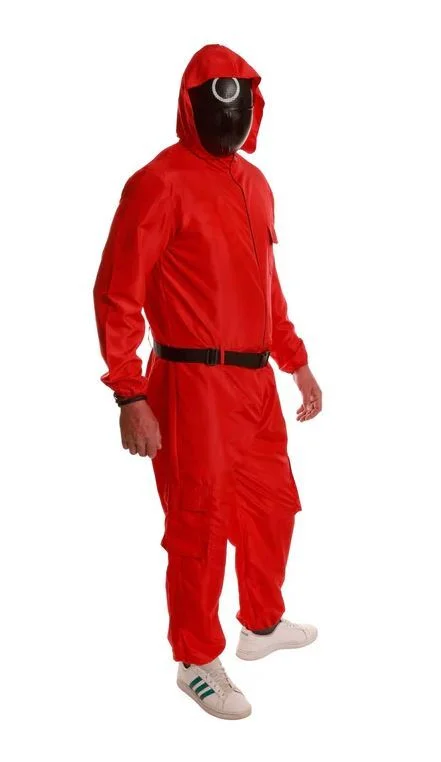 Adults Red Guard Hooded Jumpsuit Costume