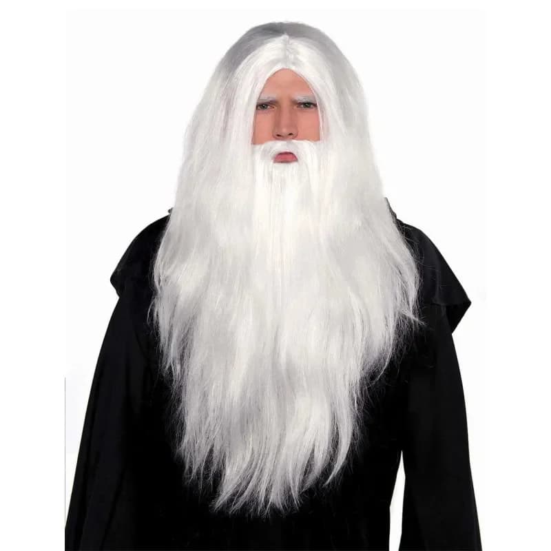 Wizard White Wig & Beard Set