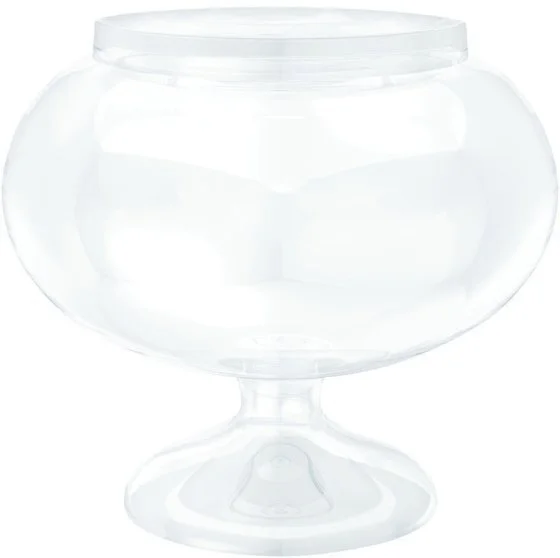 Clear Round Plastic Jar on Pedestal (15.8cm)