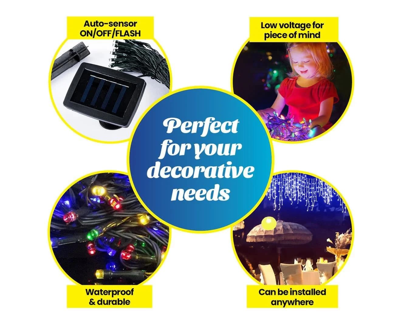 Multi-Colour Solar LED Fairy Lights (12.9m)