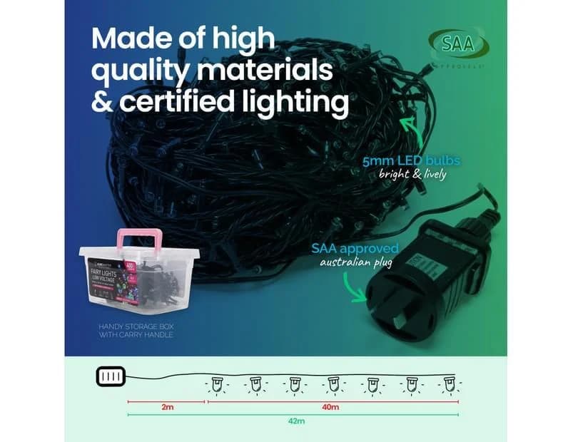 Low Voltage Multi-Colour LED Fairy Lights (40m)