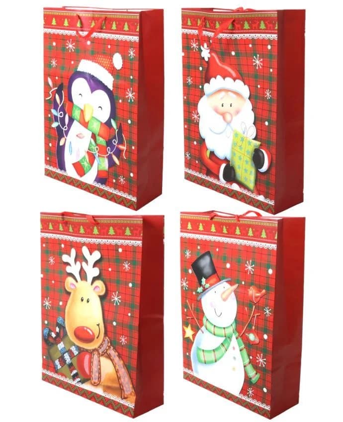 Jumbo Premium Glitter Christmas Gift Bag - Asstd. Designs