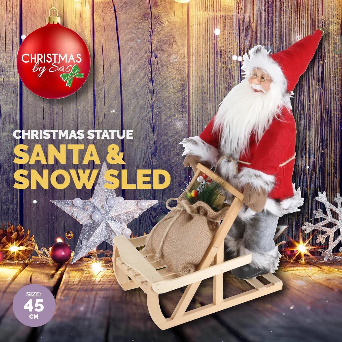 Santa Sleighing Christmas Figurine (45cm)