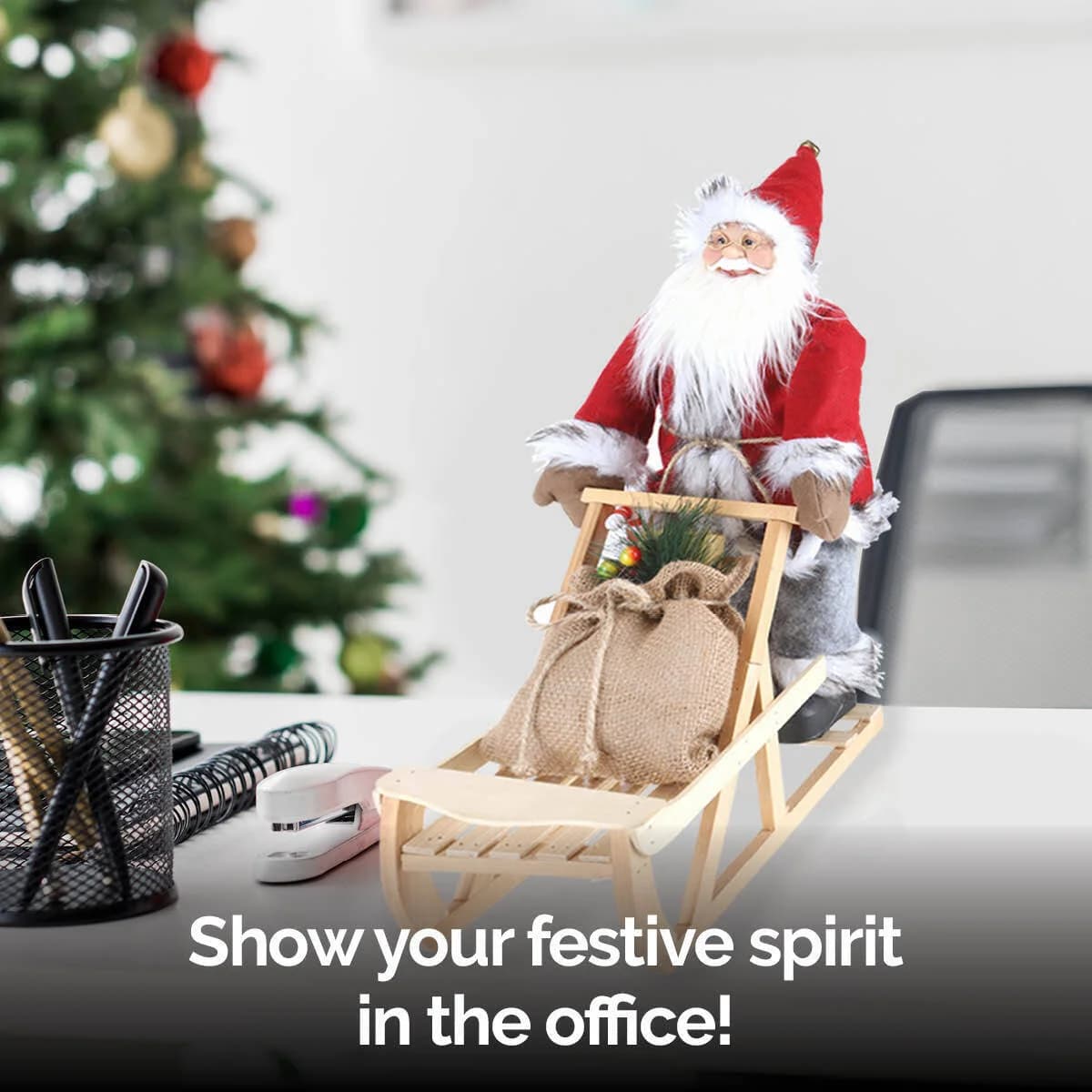 Santa Sleighing Christmas Figurine (45cm)