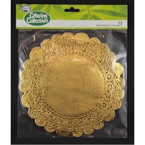 Metallic Gold Paper Doyleys (21cm) - Pk 12